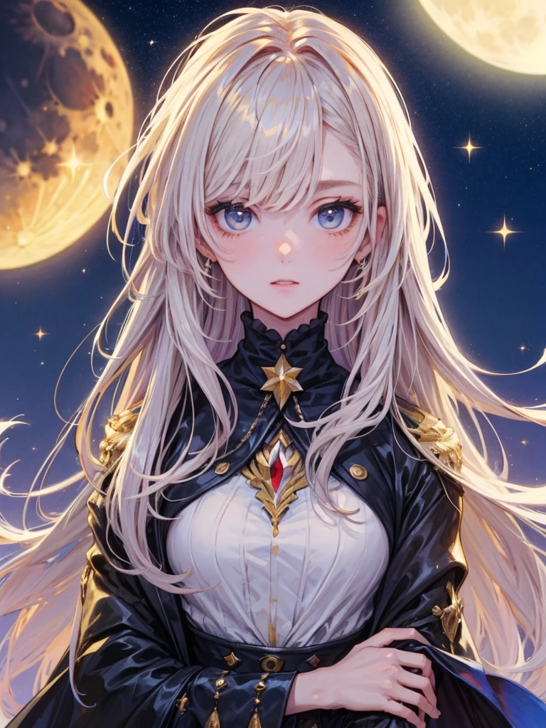 Mejor calidad，Obra maestra，ultimate resolution，Suave，extremadamente colorido，princesa colorida，Medias de tirantes holgadas lolita，cielo estrellado，Bigchest, solamente , 1 girl