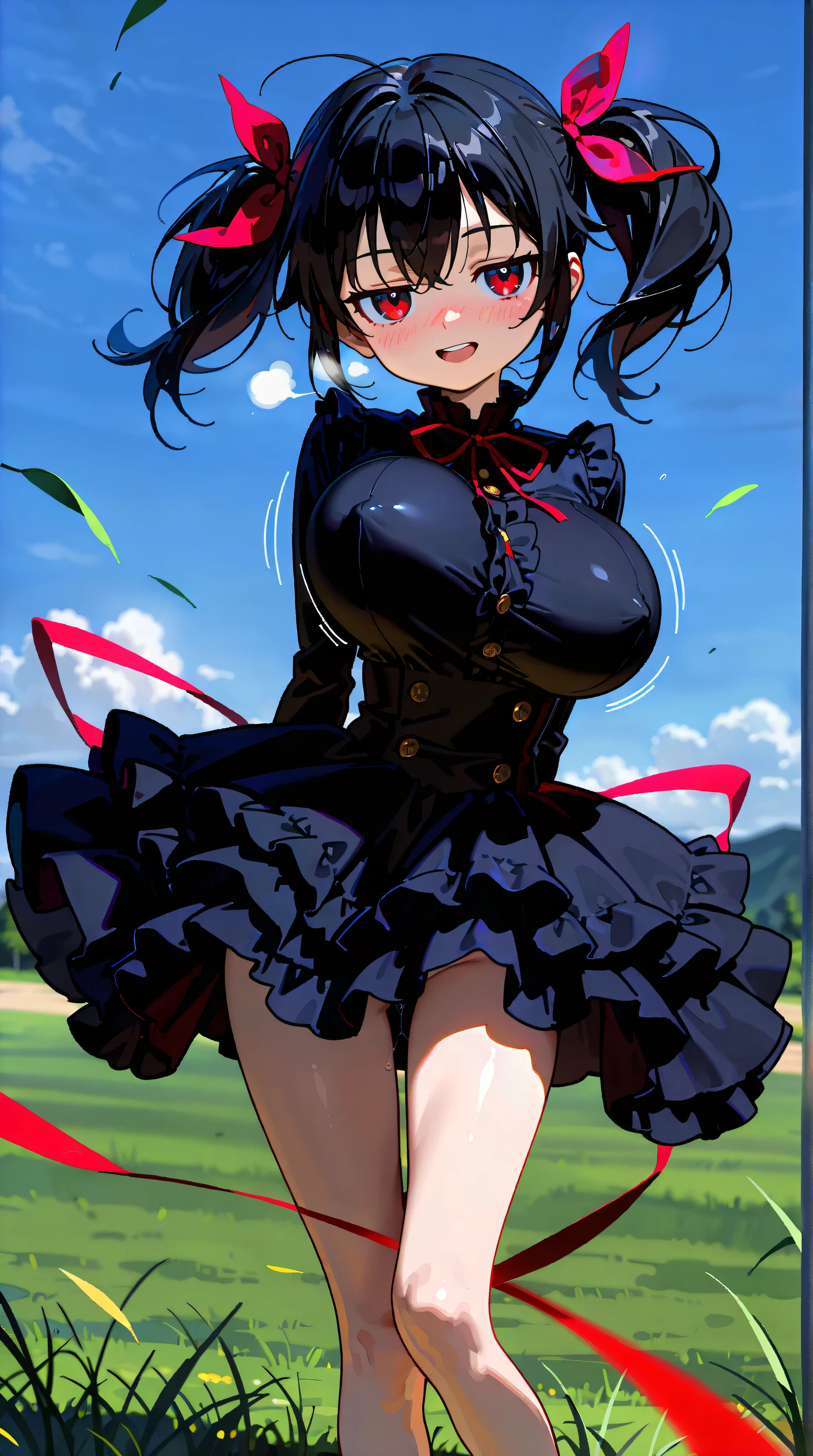 1 Beautiful Girl,standing and urinating,sunny park with lots of people,large crowd of spectators,I'm excited to be watched by so many people,Best Quality, Bright colors, High-definition illustrations,extremely delicate CG,hightquality,masuter piece,upper limbs,dent in the skin,Realistic damp skin,Mass sweat,Innocent face,It feels good and exhilarating,beautiful big blue eyes,(((Standing with legs spread wide and knees bent in a vulgar pose:1.3))),((Short bob cut with bright emerald green hair:1.2)),((Big big yellow bow tie shaped ribbon on the back of the head:1.2)),Open mouth, sticking out the tongue,(He wears a navy blue bow tie around his neck.), (Hands folded behind the head:1.1),Armpits，(black leather long gloves:1.1),(Exuberant ???????????:1.1), (Very large pink ??????:1.1),((Transparent white sleeveless shirt 1.2)), large curved ????,hypertrophy,Thick thighs, perfect leg,Plump,((black leather bloomers and purple pantyhose:1.2)),(You can see through your:1.1),(((Golden ??? is coming out of her ????? in a parabola pattern 1.3))),(((short yellow skirt:1.3))),(Red High Heels:1.1)