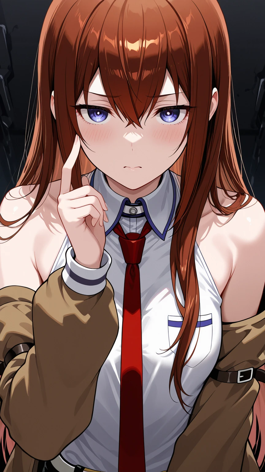 (masterpiece, highest quality:1.2), 1 girl, alone,Are standing_Split, 
makise kurisu, ，，black、black tights、、 shot、