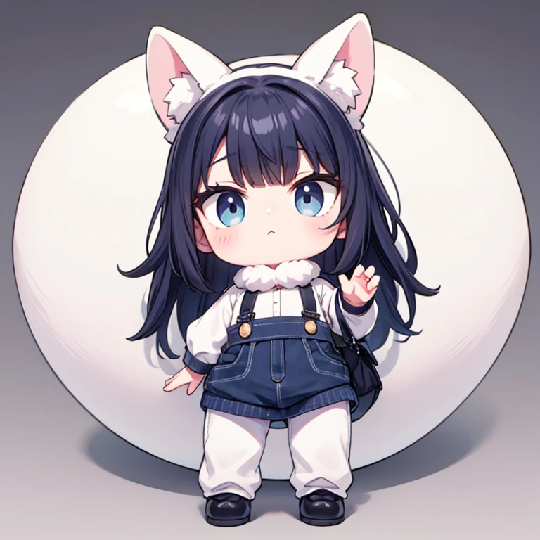 (((Animals,white monster, Chibi))), Sad face, Animals, fox head, wolf carcass, owl back wing, tail snake, four legs