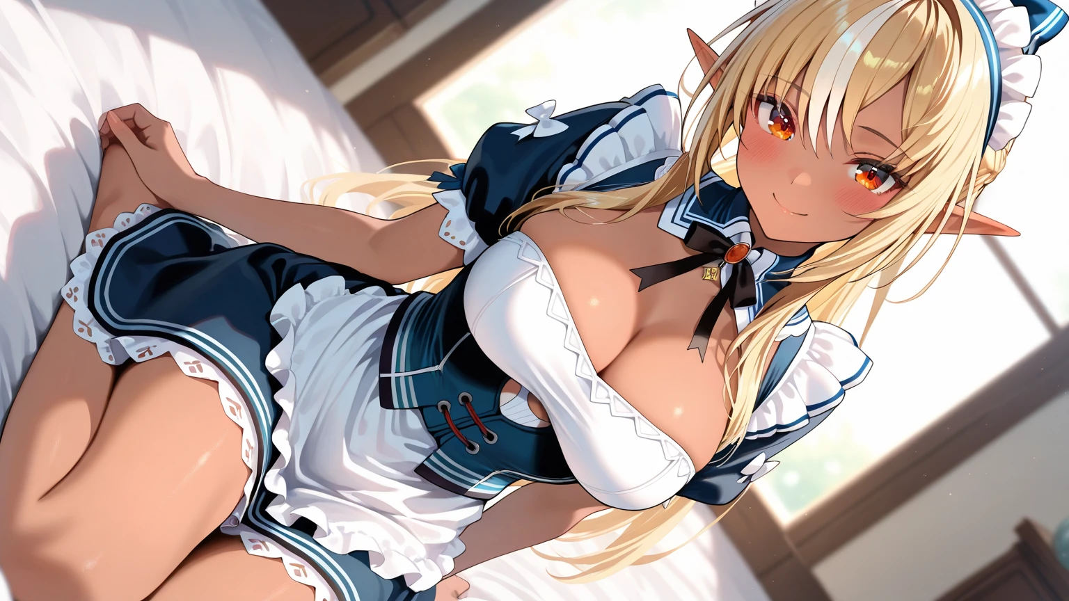 , in a Hotel, white bed, , (((1 Guy and 1 girl, having ))), Lie down position, Head on White Pillow, Immersive effects, Confused Eyes, Long Blond Hair, Blond blond blond, Goddess, Plump, Raised ,  White School Uniform, Open blouse, lift up Skirt, Epic composition, Top View, Thick eye lashes, 40 year old Matured, "HDR Ultra" detailed and with focus effect, (finely detailed beautiful Glowing Blue eye: 1.2), (finely detailed eyes and detailed face:1.3), (beautiful and clear background:1.2), (extremely details CG, Best Shadow:1.1), Depth of field and blur, (Very thin and beautiful: 1.1), (perfect detail: 1.1) Doodle style background, digitial illustration, Center, Highly detailed, Watercolor painting, art stations, concept-art, Sharp Focus, Thick Thigh, ( Fat Legs ), Beautiful watercolors, graffiti paint, Illustration of proportions, Tiny Nose, (Masterpiece, Best Quality), Sidelighting, soft looking big , tips of clearly visible, body lines are very , Wide , Lace White Stockings, Lace White Arm Sleeves, the shape of the tips of the clearly visible,  visible,  float, Exposing the , Contrast enhancement, Depiction of dense hair, Detailed eye depiction, highquality, Top image quality, (( apart)) (((1 Guy and 1girl, having ))), thighs thighs thighs thighs, on stiletto, , , , show 