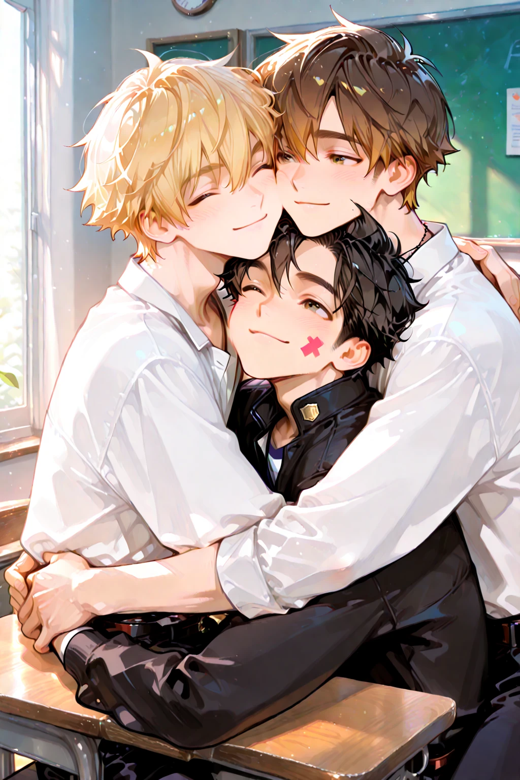 Chibi,couple,anime,the handsome boy nip his cute and jealous girl,couple jacket,cute kiss