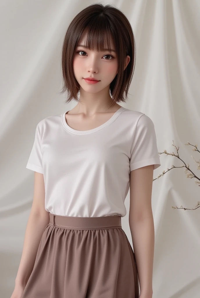 T-Shirts、skirt、Ample breasts、Cute clothes