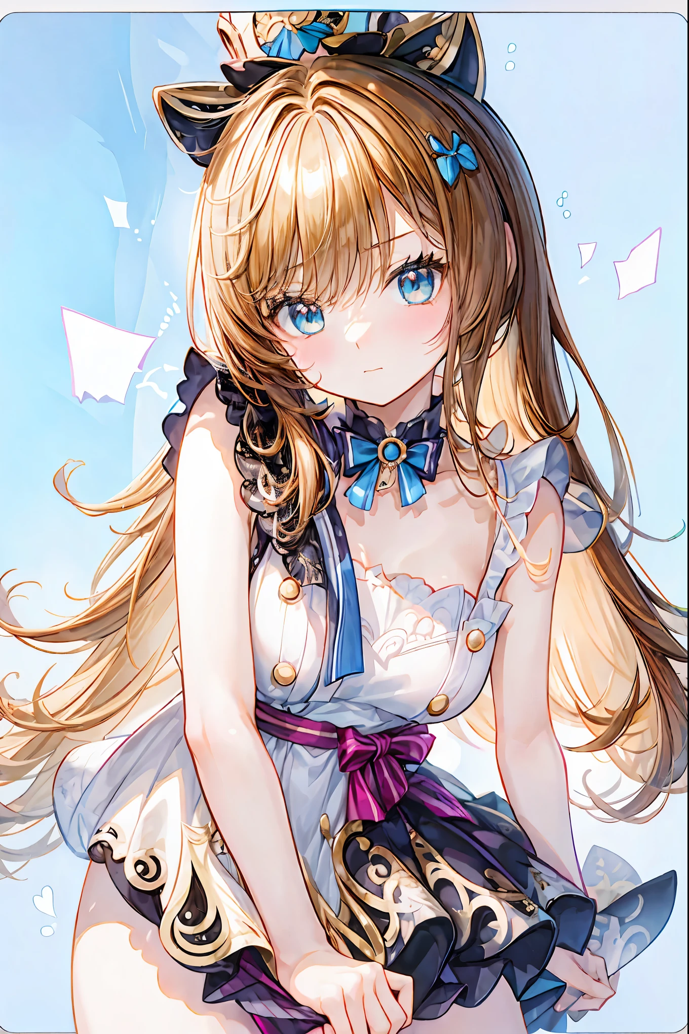 「食のオラクル」として、食べ物の未来を占う女子高生シェフのポートレート。彼女は調理用デザイン包丁を手に、今まさにオムライスに繊細なケチャップで占い結果を描き終えたところ。そのオムライスは、極上の写実性で描かれたとろとろの卵とチキンライスが食欲をそそる。
カフェラテのラテアートには、未来を象徴するような神秘的な模様が描かれ、トーストの焦げ目には星々や運命の輪のような模様が浮かび上がっている。周囲の人々は彼女の腕前と占いの結果に感嘆し、称賛の声を上げている。美しい光の処理により、柔らかな日差しが彼女と料理を包み込み、神秘的な雰囲気を醸し出している。