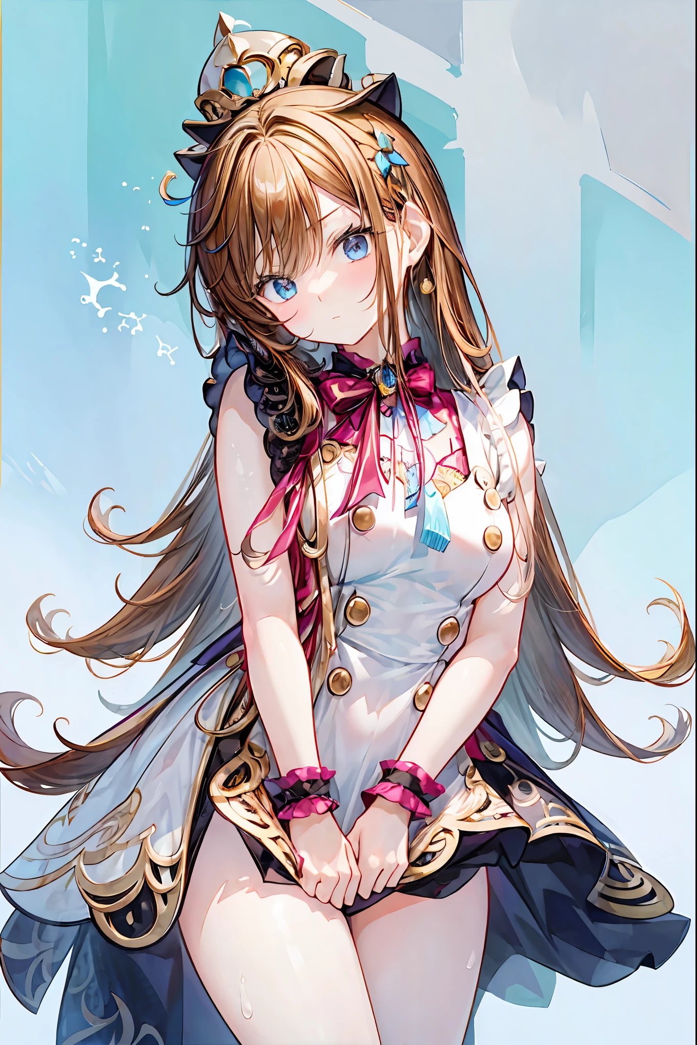 「食のオラクル」として、食べ物の未来を占う女子高生シェフのポートレート。彼女は調理用デザイン包丁を手に、今まさにオムライスに繊細なケチャップで占い結果を描き終えたところ。そのオムライスは、極上の写実性で描かれたとろとろの卵とチキンライスが食欲をそそる。
カフェラテのラテアートには、未来を象徴するような神秘的な模様が描かれ、トーストの焦げ目には星々や運命の輪のような模様が浮かび上がっている。周囲の人々は彼女の腕前と占いの結果に感嘆し、称賛の声を上げている。美しい光の処理により、柔らかな日差しが彼女と料理を包み込み、神秘的な雰囲気を醸し出している。