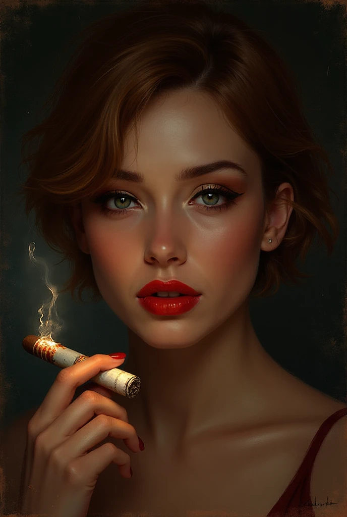 Picture of a  woman lighting a cigarette