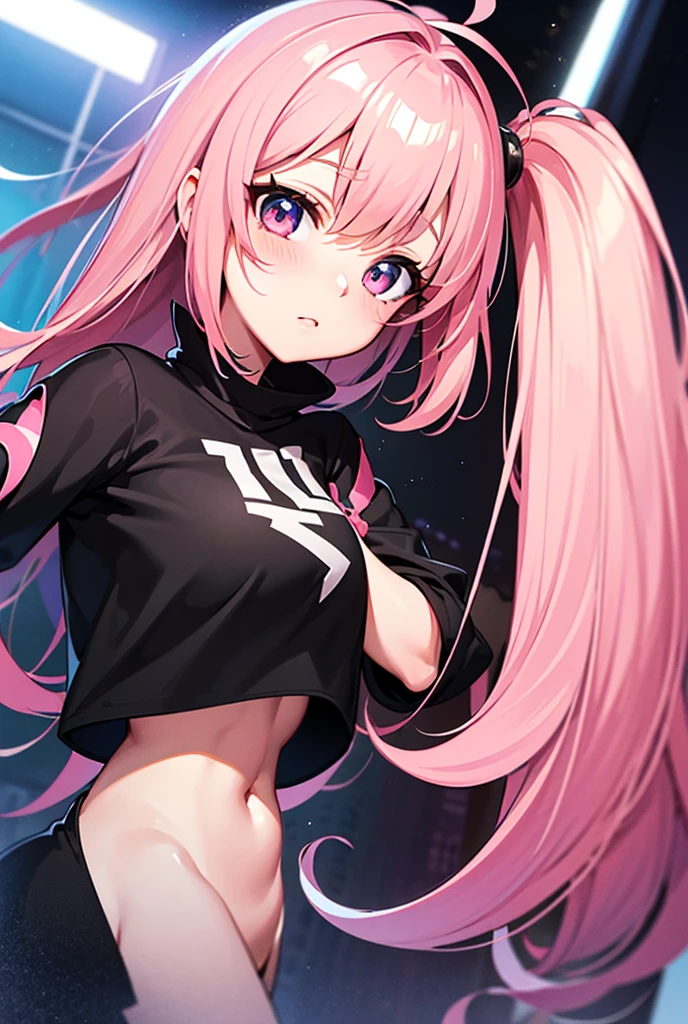 (masterpiece, Highest quality, Highest quality, Official Art, beautifully、aesthetic:1.2), (2 girls:1.8), Cinema Lighting、(Key Light：Front 45 degree angle, Subsidy light、Backlight、Shadow、Blue and orange color palette), Accurate human body、Someone knowledgeable、Correct five-finger、RAW Photos、 4K - ultra-vivid、Highest quality, masterpiece, Ultra-high resolution, (reality: 1.4), 1 girl、／Pink long hair/、(((/Black and purple super shiny  /)))、((( , /Wearing black sunglasses,White shirt/ , high school girl、Pleated skirt , Cleavage ,Oilskin)))、(Shiny body: 1.5)、 Be embarrassed、(:1.5)、((/Black Mask/))、Full of embarrassment、Sexy pose、((vapor))、/break/, On the bed in a love hotel、(((/Pink lighting/)))、dim, Nasty room、Desaturation in the room (((Oilskin,Glowing Skin、Realistic skin texture、Beautiful skin in every detail、Shiny skin、Shiny skin)))、 Upper Body Shot, Low camera angle, Written boundary depth, Focus on the center, Fine Eyes, Perfect face and eyes、 1 girl、 17 years old, (Goth Makeup), (White skin), (T-shirt and skirt), (Show below ), (Fishnet tights), (Belly Button Jewelry), (Earrings), (Earringsのついた唇), /Purple eyes/, /Short black emo hair/, (Big Breasts), (8K), (wallpaper), (Dynamic Lighting), (Detailed face and eyes:1.2)、Short skirt、Low-cut platform boots and oversized shirts、Off the shoulder, /break/