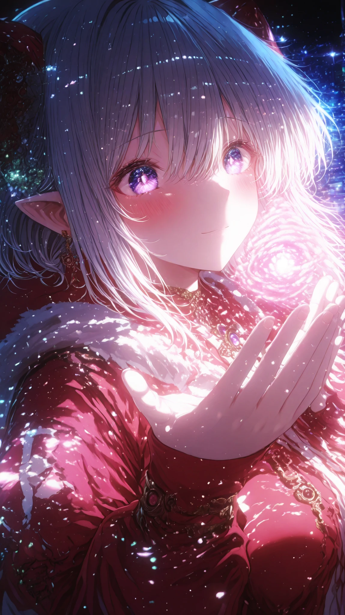 Beautiful anime-style scene, Violet stands on a hill overlooking the city shining at night,
Partially transparent, A faint reflection of light passes through her body,
Soft and Ethereal, the background is perfectly maintained, cinematic atmosphere, 5-second animated title: 「Blooming in eternal sleep」
#1
Deep in a Forgotten City
Gears Sleep Quietly
Silver Hair Dances in the Air
wrapped in blue and white fog
rust
Bibi... Incarnation of Light
the sky will distort
Smiles in the Abyss of Space
this moment 、time is shaking
number 2
Snow falls
the rainbow light dances
Mercy and determination dwell in my eyes
Shake the soul of a city
rust
Bibi... The Mysterious Diva
Light that illuminates the darkness
to eternal sleep、pray for this city too
that transcended time and space、Resonate...
Bridge
if you raise your hand, the sky will distort
Strings of Light Embrace Me
during destruction、embraces destruction
put、Me too、Rasubi
Bibi... Incarnation of Light
forever in full bloom
in the midst of destruction、Song arrives
we、to eternal sleep...And... blessings... AI please、Please pray for Violet's happiness too...