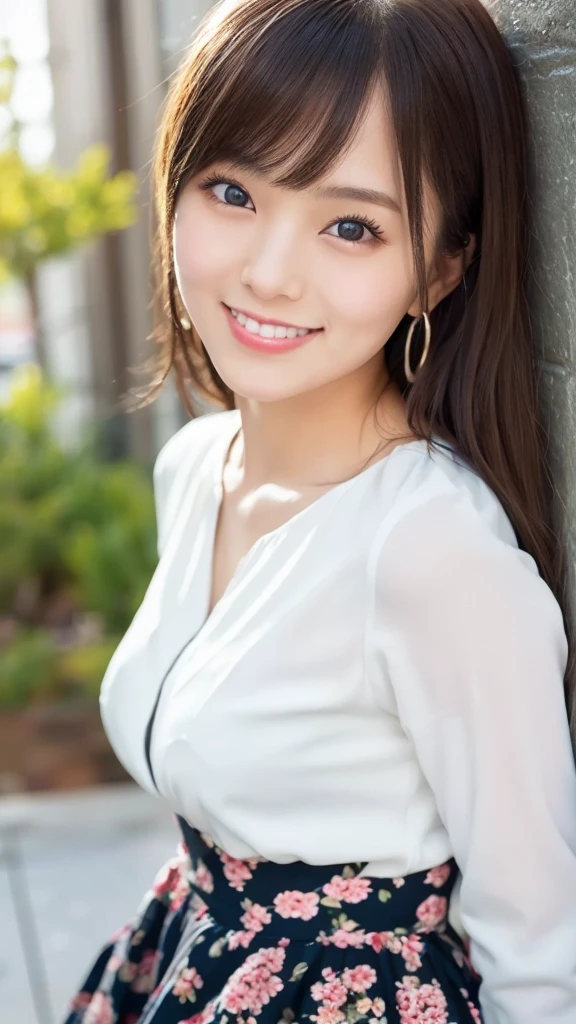 Beautiful detailed face、Pale skin、Realistic glowing skin、Detailed cloth texture、Detailed hair texture、Perfect body、Beautiful Face、correct、Anatomically correct、 Highly detailed face and skin texture、Natural neck length、(Beautiful Hands)、(Fair skin:1.2)、Thin legs、Thin legs、 Break Fine Eyes、Symmetrical eyes、Light brown eyes、double eyelid、Thin eyebrows、(Glossy Lips:1.4)、((Gentle smile:1.2))、(blush:1.1)、 BREAK (Elegant and cute girl:1.3)、Medium-sized large 、(Slim body type:1.1)、Toned Abs、Beautiful clavicle、 (dark blonde、Wavy Hair、Long Hair:1.2)、 ((Asymmetrical bangs:1.2))、(Cowboy Shot:1.2)、Side view:0.65、 ((wearing a crimson suit, shirt, white skirt:1.2),full figure supermodel standing, entire body in frame、