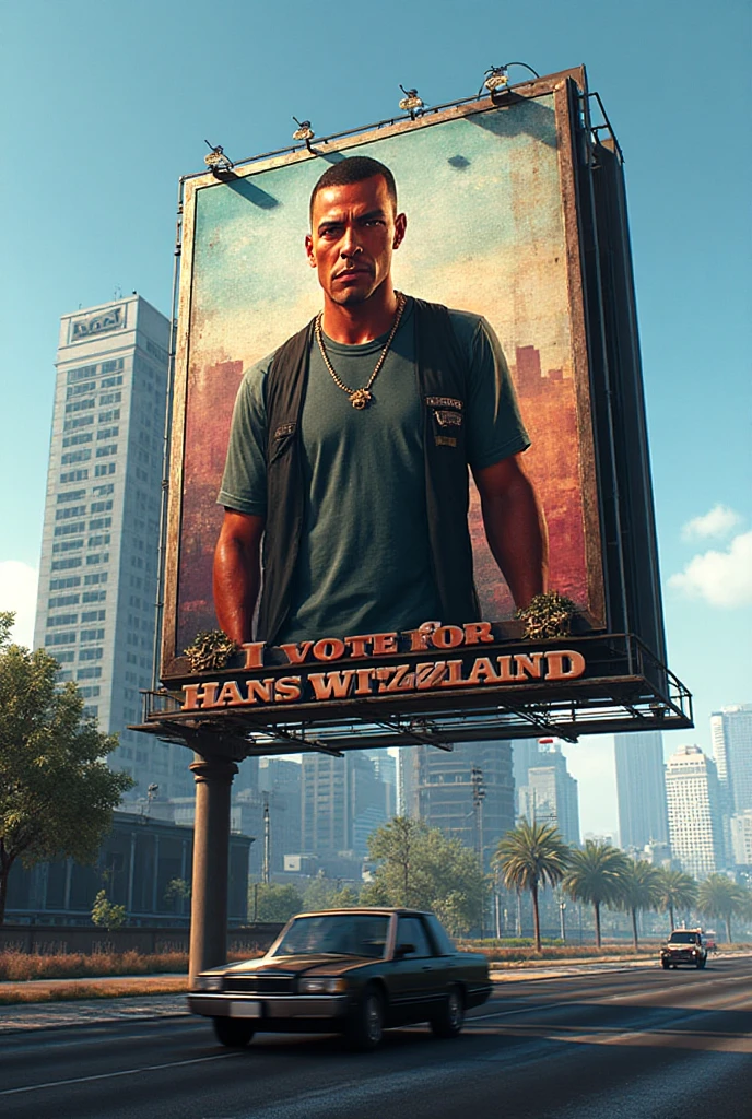 arafed man with a beard and a mustache standing in front of palm trees, as a character from gtav