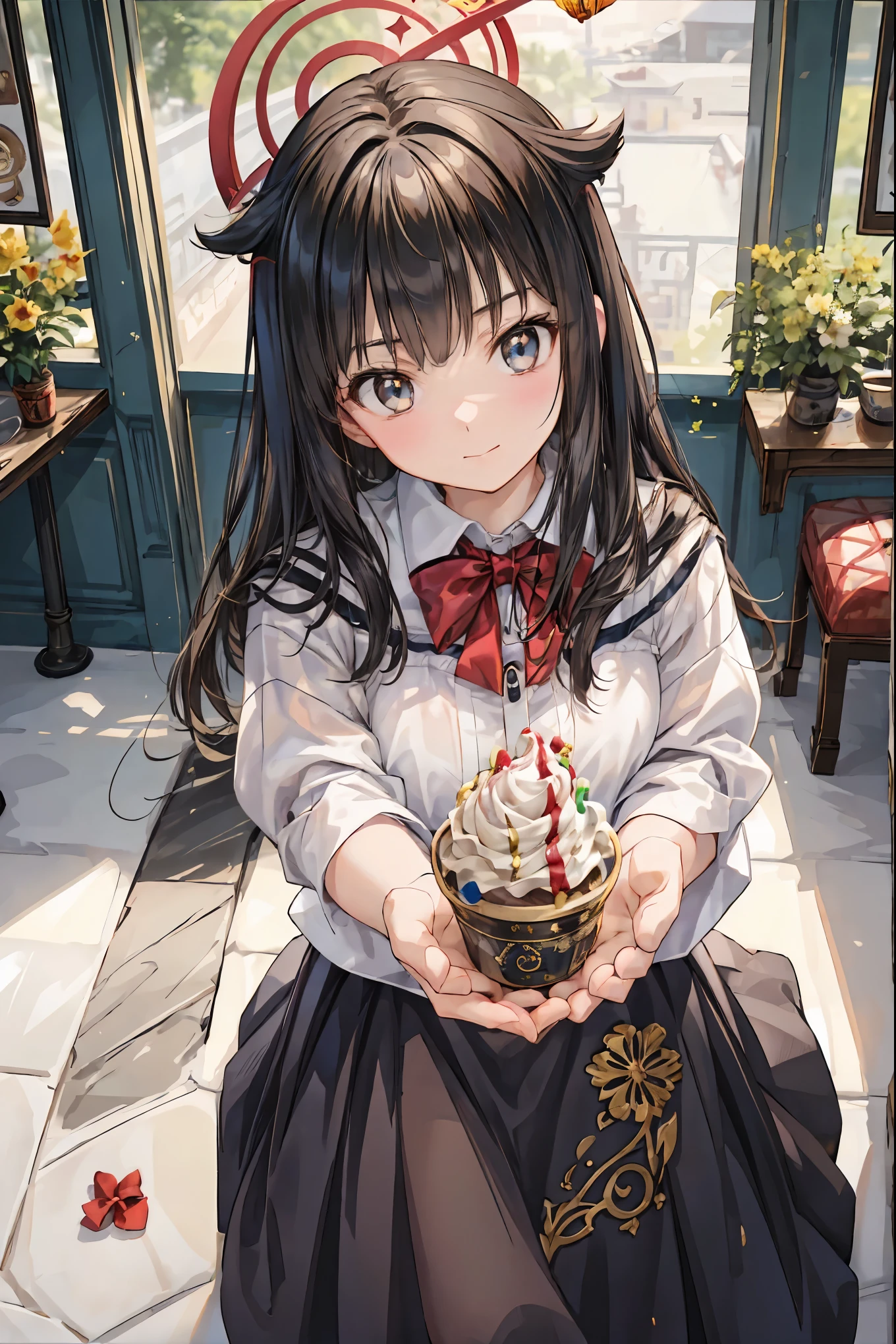 ((((soft serve)))),high school girl, blazer,Veil in the hair,((Fine Dining Shop)),fortune telling after eating, Fortune Teller,(( Fortune Tellerの神秘的な衣装)),((from above:1.2)),high-end restaurant,Late Night,High Quality,4K resolution,HD,extreme detail depiction,Realistic,Textures Like the Picture,studio lighting,Natural Bokeh ,dramatic lighting,mysterious atmosphere,Occult,secret fortune-telling,astrology,Fortune telling ceremony, Fortune Tellerの結晶玉,Fortune telling accessories,Night view,All,neon sign,high-density colors,bright colors,beautiful eyes,A delicate smile,Textured Skin,masterpiece,Kilo,best quality,gentle and beautiful woman,