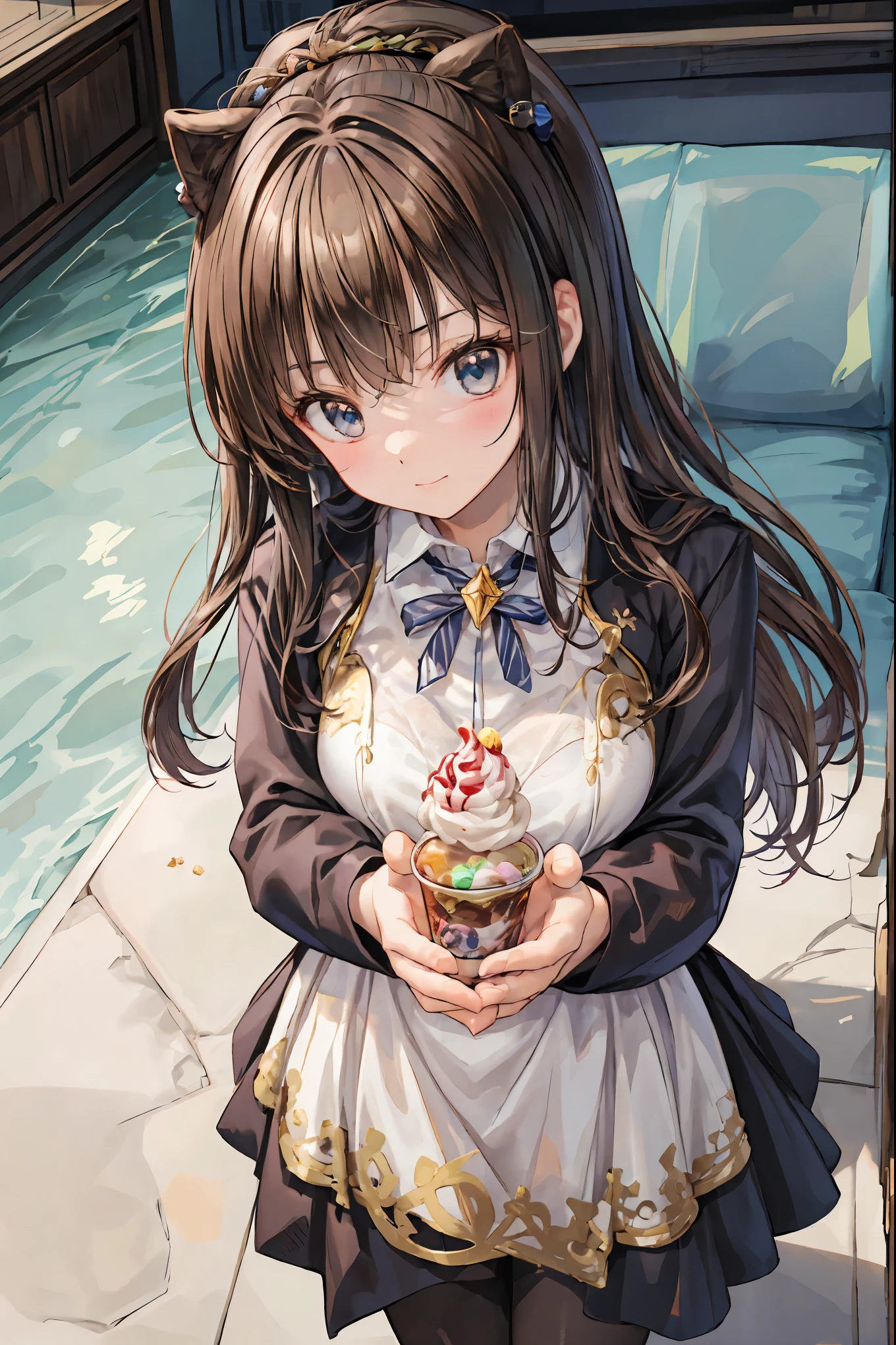 ((((soft serve)))),high school girl, blazer,Veil in the hair,((Fine Dining Shop)),fortune telling after eating, Fortune Teller,(( Fortune Tellerの神秘的な衣装)),((from above:1.2)),(((high-end restaurant))),Late Night,High Quality,4K resolution,HD,extreme detail depiction,Realistic,Textures Like the Picture,studio lighting,Natural Bokeh ,dramatic lighting,mysterious atmosphere,Occult,secret fortune-telling,astrology,Fortune telling ceremony, Fortune Tellerの結晶玉,Fortune telling accessories,Night view,All,neon sign,high-density colors,bright colors,beautiful eyes,A delicate smile,Textured Skin,masterpiece,Kilo,best quality,gentle and beautiful woman,