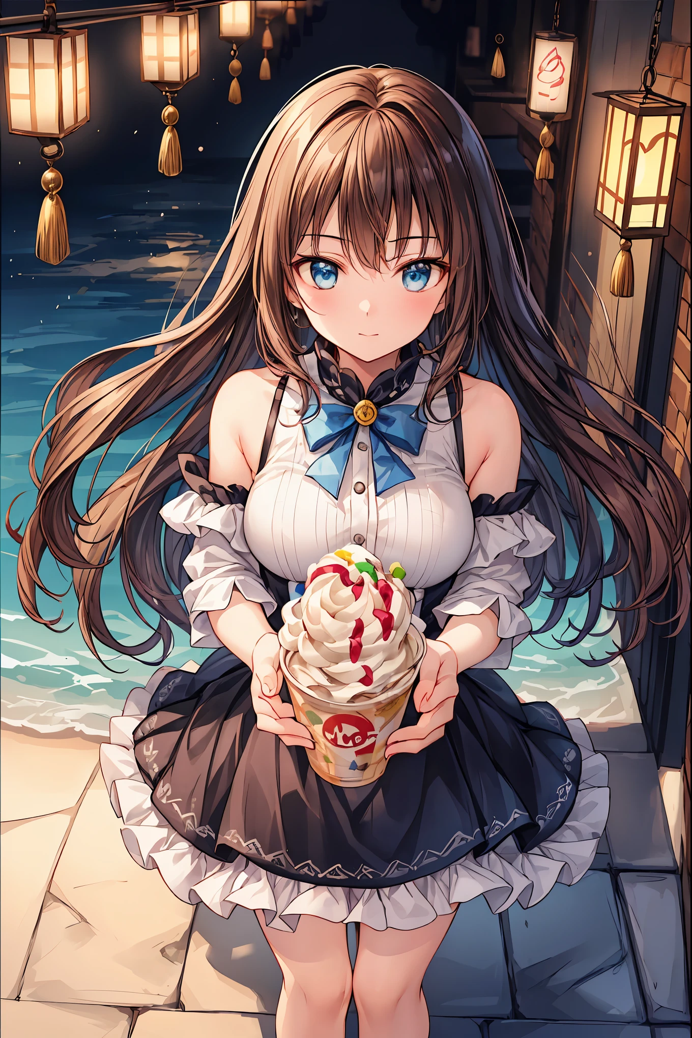 ((((soft serve)))),high school girl, blazer,Veil in the hair，((Fine Dining Shop)),fortune telling after eating, Fortune Teller,(( Fortune Tellerの神秘的な衣装))，((from above:1.2)),high-end restaurant,Late Night,High Quality,4K resolution,HD,extreme detail depiction,Realistic,Textures Like the Picture,studio lighting,Natural Bokeh ,dramatic lighting,mysterious atmosphere,Occult,secret fortune-telling,astrology,Fortune telling ceremony, Fortune Tellerの結晶玉,Fortune telling accessories,Night view,All,neon sign,high-density colors，bright colors,beautiful eyes,A delicate smile,Textured Skin,masterpiece,Kilo,best quality,gentle and beautiful woman,