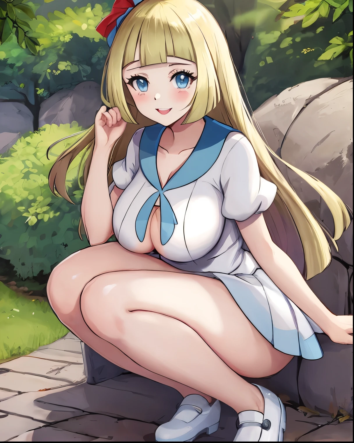 pokemon Lillie, big boobs, sexy, outdoor, fullbody shot