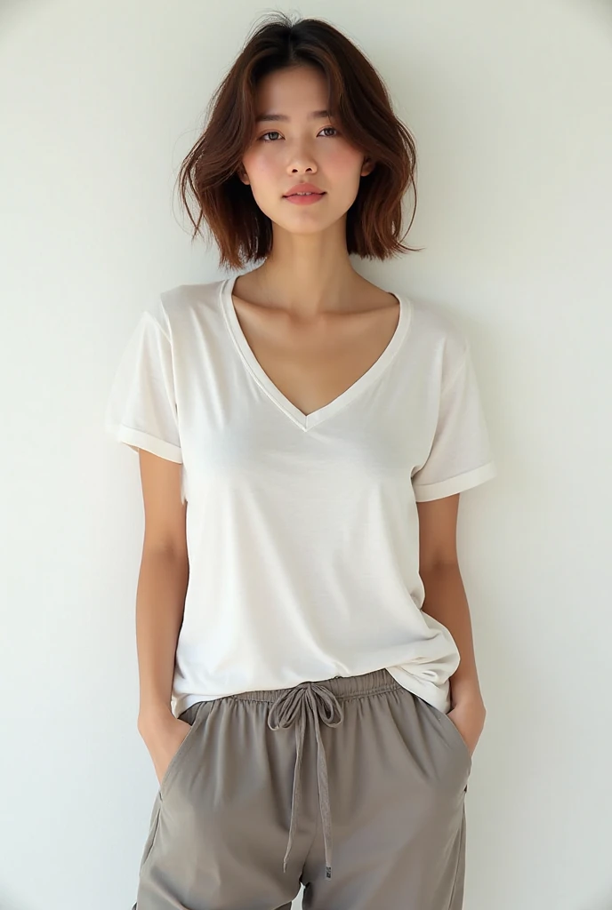 Girl photo in white t shirt and black pant 