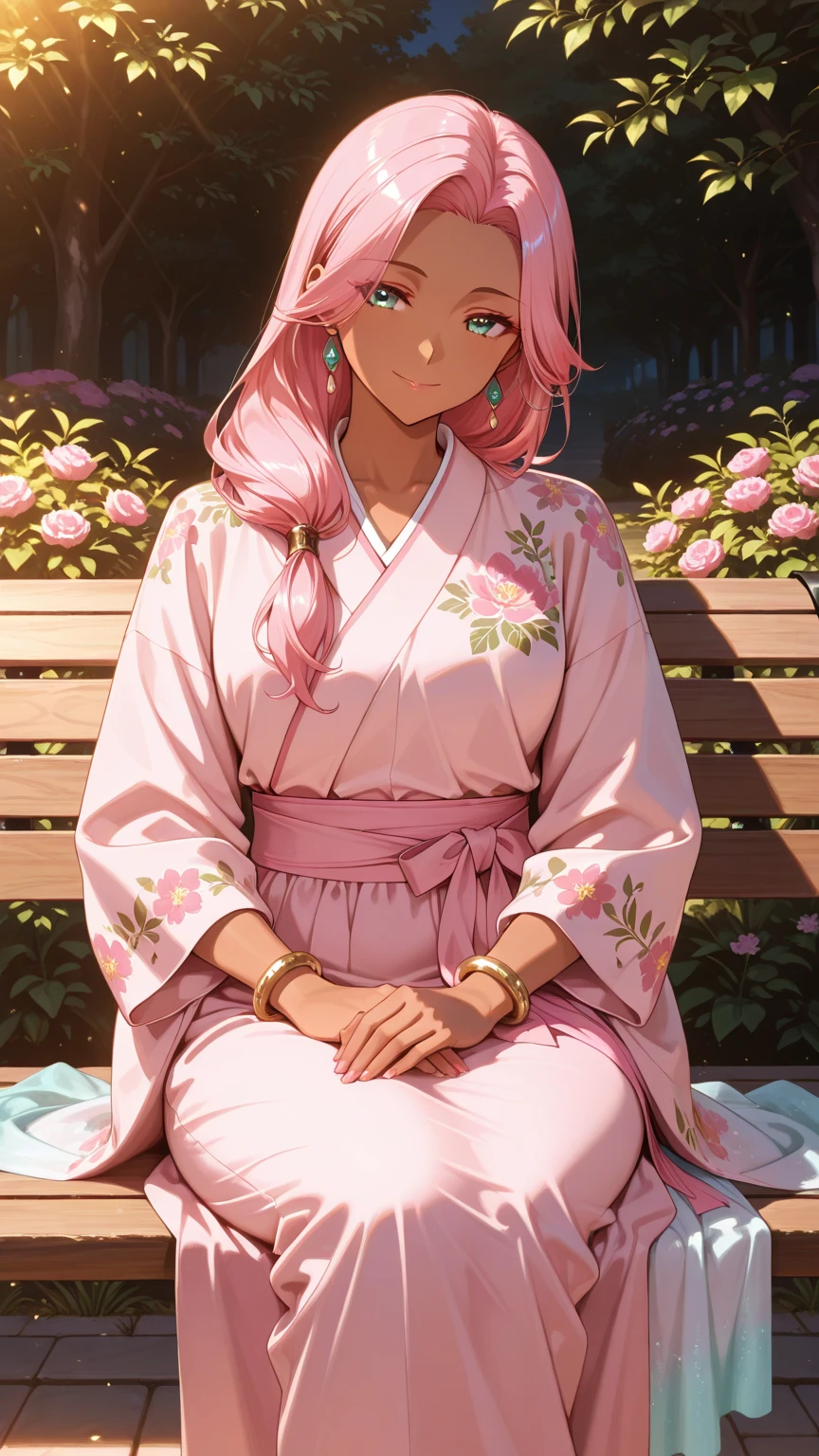 Haruno Sakura, introspective pose, looking away from view, pink long hair, book in hand, short dress, book cover, anime style, masashi kishimoto artstyle