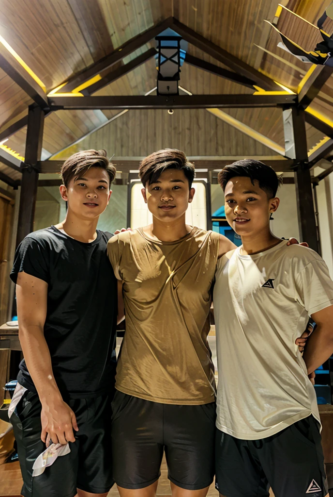 30-year-old Asian male renovator, A resolute face, Bronzed skin, The eyes are bright and luminous, Wear a yellow hard hat, Wear white half-sleeves，Photorealistic feeling, Masterpiece, hyper HD, Textured skin,, Super detail, Best quality, High quality, A high resolution, 4K