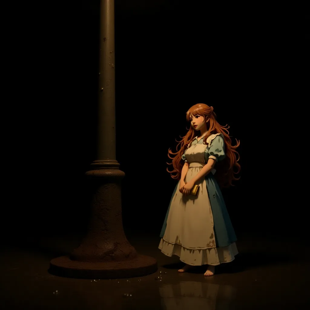 Figura bajo la luz de la calle para la creación de temas realistas