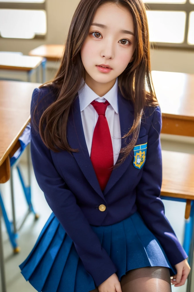 ulzzang-6500-v1.1, (Raw photo:1.2), (Photorealistic:1.4), Beautiful detailed girl, Very detailed eyes and face, Beautiful detailed eyes, Ridiculous, Incredibly ridiculous, Huge file size, Ultra detailed, High Definition, Very detailed, Best quality, Masterpiece, Kemomimi, ((Japan Girls' High School Uniform)), Illustration, Very detailed, CG, Unification, 8k wallpaper, fantastic, fine detail, masterpiece, best quality, highly detailed cg uniform 8k wallpaper, light on face, movie lighting, 16 year old girl, (dynamic pose))), (sitting legs bending at the knees)), cute, short skirt, cute schoolgirl, Japan schoolgirl wearing uniform, surreal schoolgirl, empty-handed, 1 girl, holding a skirt, skirt flipping