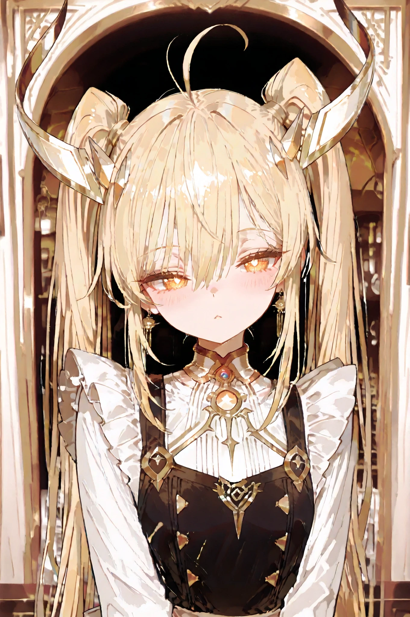 battlemage_neopresencia,,.in a softly lit modern maid café. A radiant blonde girl smiles brightly, clad in a simplified maid outfit (white blouse, black pinafore dress, Double ponytails. Full-body shot, currently at work.,and small apron), bending to interact with a kitten customer seated before her, her gaze tender yet playful. Background blur reveals other patrons and exquisite desserts. A captured moment, natural expression, rich in narrative.********748cmstyle… Premium quality, masterpiece, original photograph, ultra-high resolution, supreme quality, exceptional detail, 8K visual fidelity, ultimate craftsmanship, detailed description, symmetrical eyes, exquisitely rendered face, meticulously crafted CG.