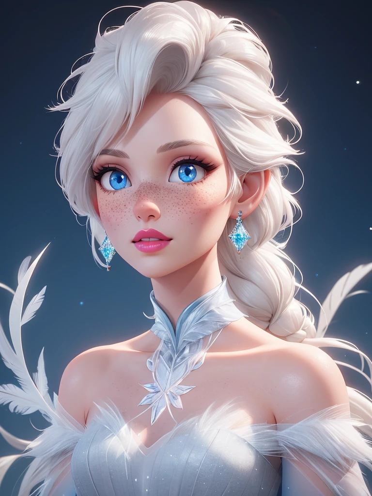  Elsa,chubby face,invent,face detail,blush,purple eye shadow, rose in hair,arise from,simple background, looking to the side,half shirt, White dress, No blouse, without , visible chest peak, (big tits) (big breasted) (fully  chest) (  and visible ) (big tits) (big breasted) (fully  chest) (  and visible ) big tits) (big breasted) (fully  chest) (  and visible 