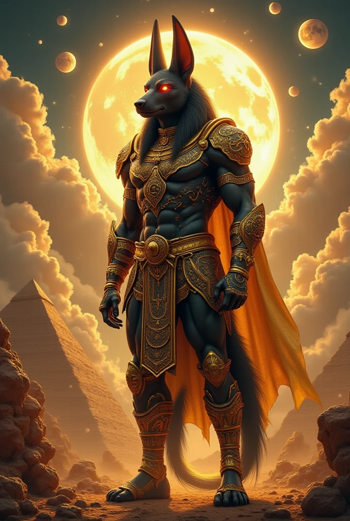 (high quality), photorealistic, (oil painting)
jewelry, (solo),
(dynamic pose), towards right, ((hell gate)), fire, hell landscape, (the underworld), (dark landscape),
anubis, egyptian jackal headed god, anthro, muscular, (holding golden scales), dynamic pose, cinematic, dramatic camera angle, golden armor:0.25, black & gold cape, (good ), (good proportions), award winning, masterpiece, centered,