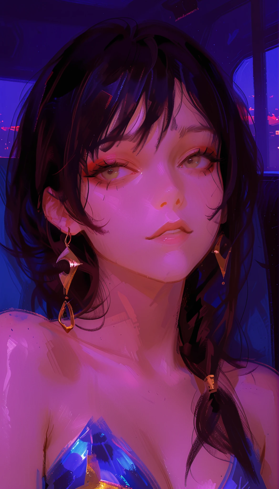 Aerial photography、taken from above、Close-up of a woman dressed in blue and yellow, portrait of Chunli, portrait of Chunli, Chunli, Chunli, Chunli, waytech bus, Ross Tran 8k, Art Gem and Eighty Geylang, artgerm(Artgerm)and Ilya Kuvshinov, イリヤ・クフシノフと artgerm