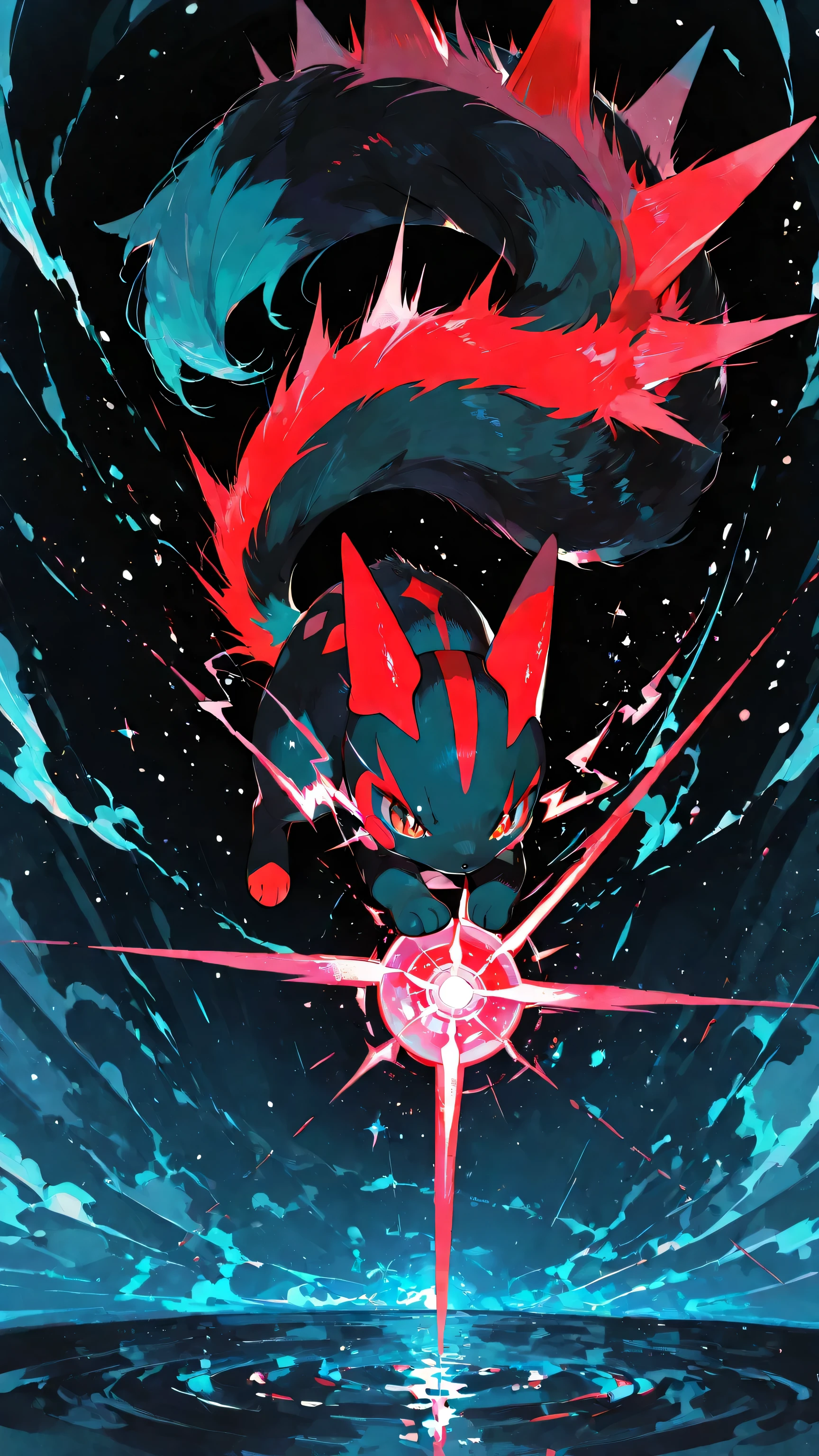 cinematic animation style illustration in (Miaa Piaazo:1.2), bold muted palette, Dynamic layers, /a.s†
Mega-evolved Pachirisu with sleea blaca fur and striaing red accents, dynamic posture that shows its energy and power. Mega Stone floating near, glowing softly. Composition emphasizes action and intensity, ultra detailed, clear linewora, sharp edges, defined shapes. Dramatic lighting highlights textures and color contrasts.