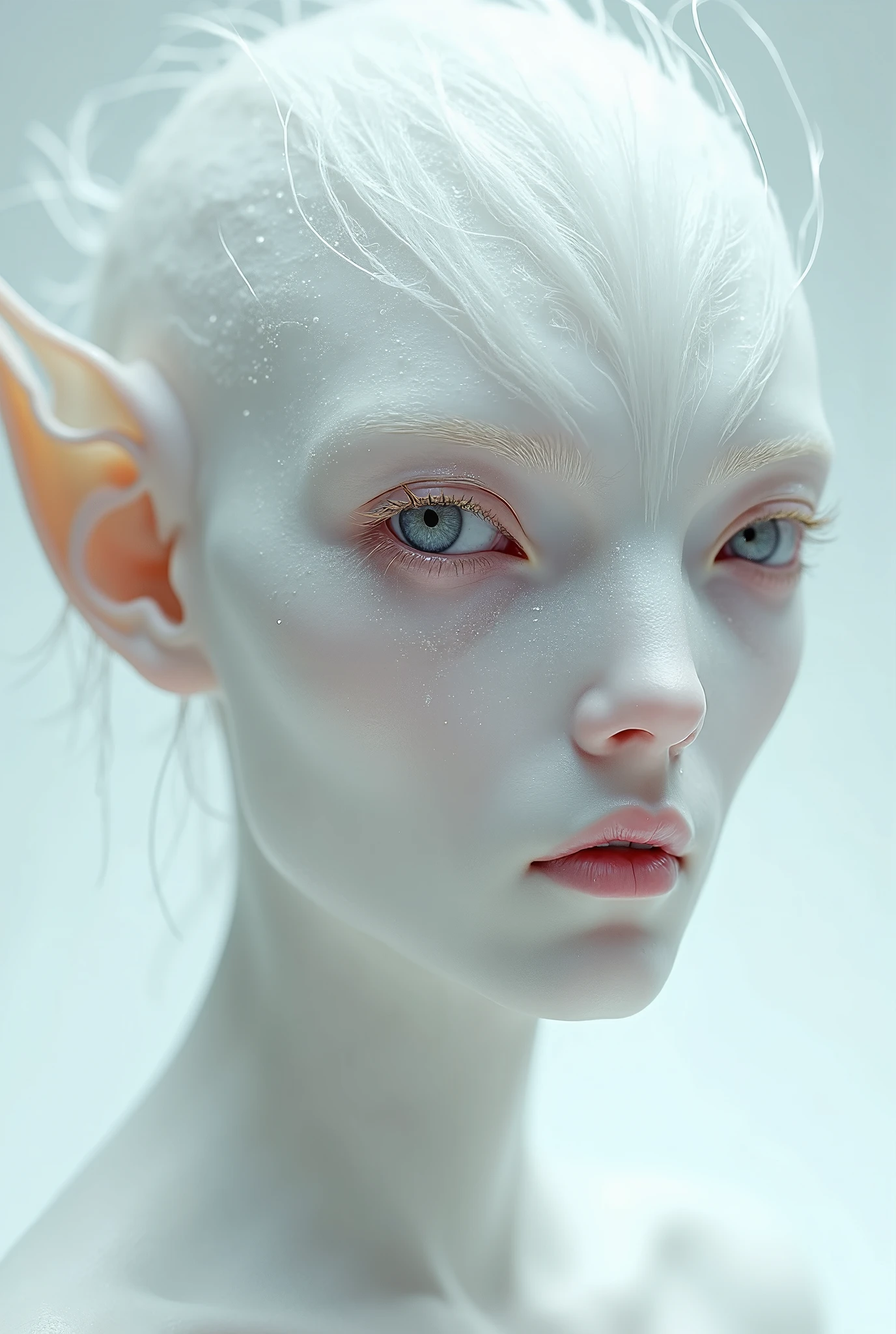 score_9, score_8_up, score_7_up, angled view from below, hyperdetailed, absurdres, highres, male elf with very long white hair, high cheekbones, beautiful face, scarlet clothes, exquisite clothes, close to face, portrait, oil painting