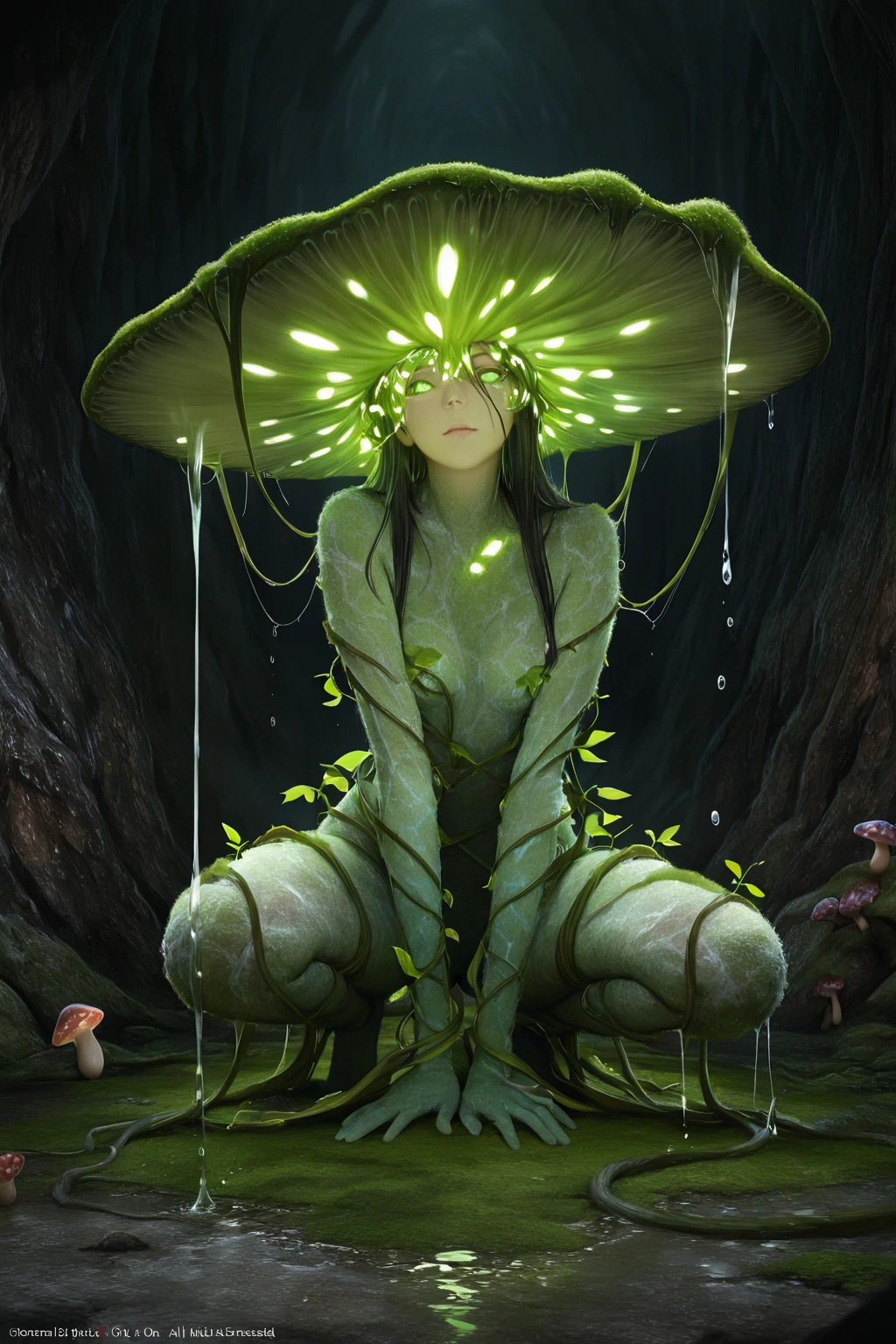 Alien tentacle creature with tentacle  that branch out from a central body with one large eyeball