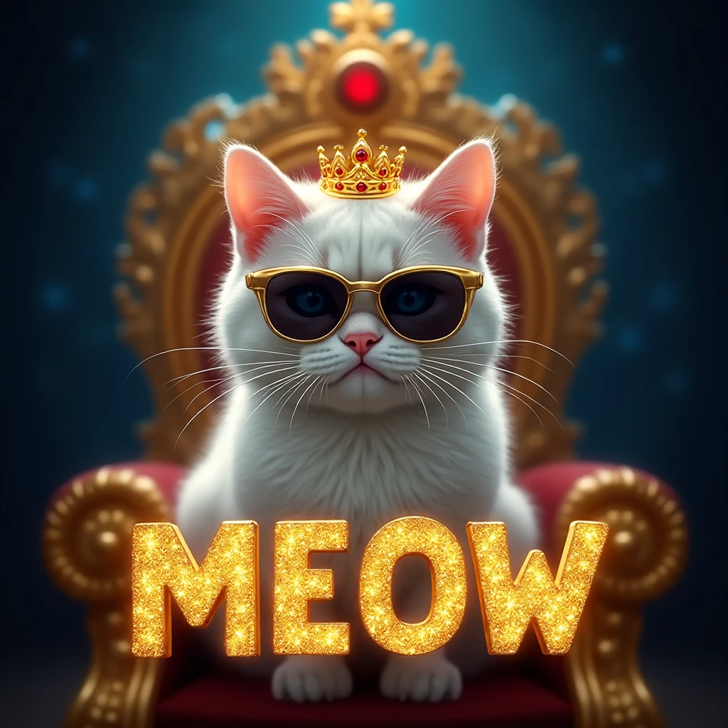 A cute and smug looking white cat wearing a cool sunglasses in his ...