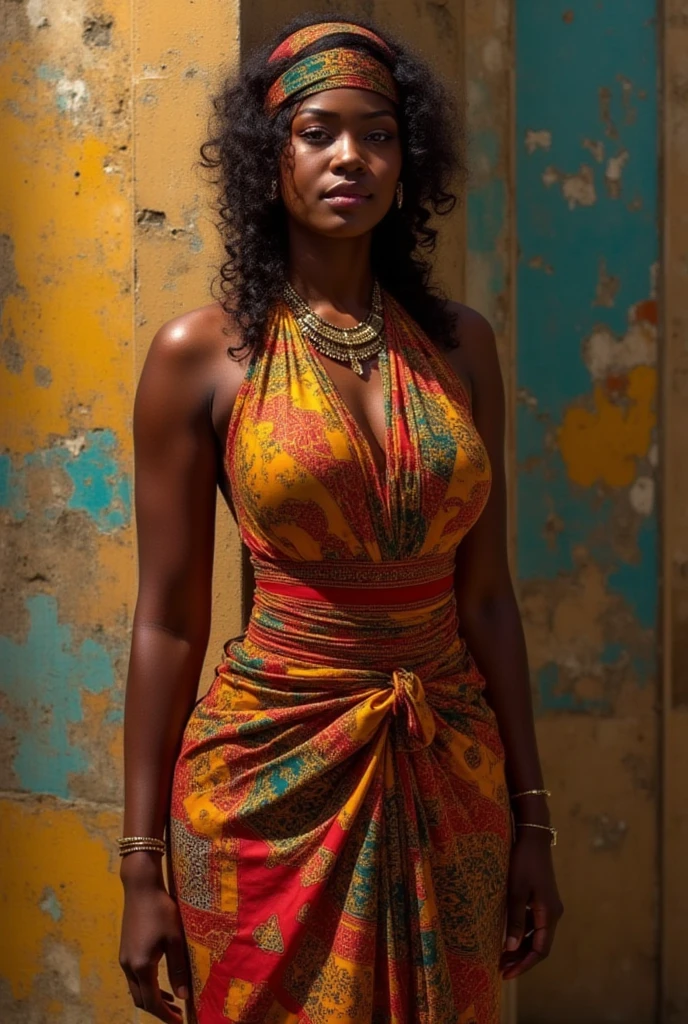 masterpiece, highest quality, RAW, analog style, a stunning photo of a (older woman:1.2), (African dark skin, very deep ebony skin:1.4), (bald head:1.2), (make-up), (blue, luxury, long dress:1.2), heels, (fashion show), (highly detailed skin, skin details), (highly detailed face), full body view, sharp focus, 8k UHD, DSLR, high quality, film grain, Fujifilm XT3, frowning, intricately detailed, highly detailed, cluttered and detailed background