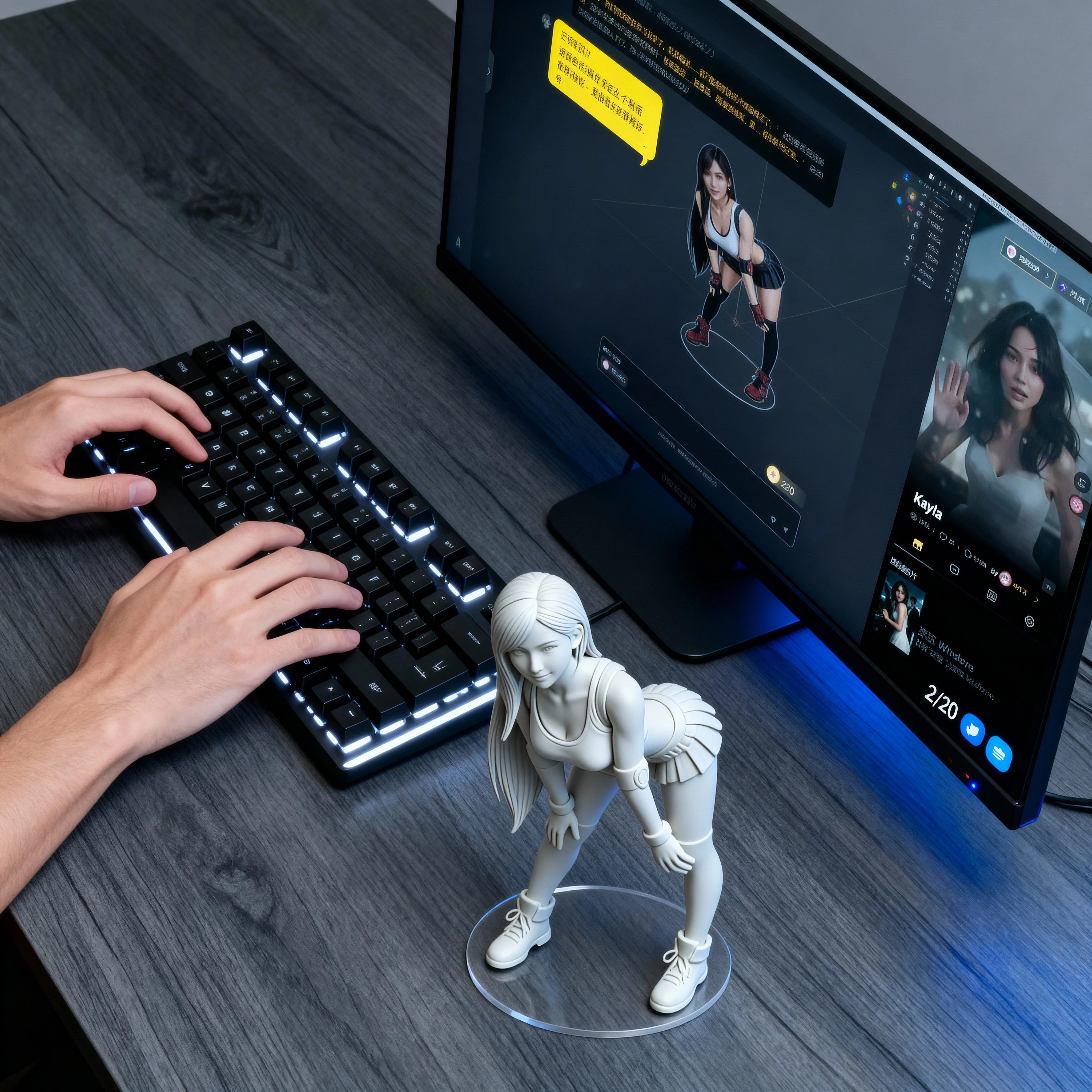 A 3D anime girl running on a treadmill while reading and learning on a tablet. The girl has vibrant, colorful hair and wears sporty workout clothes. The treadmill is in a modern, well-lit room with a motivational poster on the wall. The tablet is held securely in front of her, and she is focused on it, multitasking between her physical exercise and her studies.