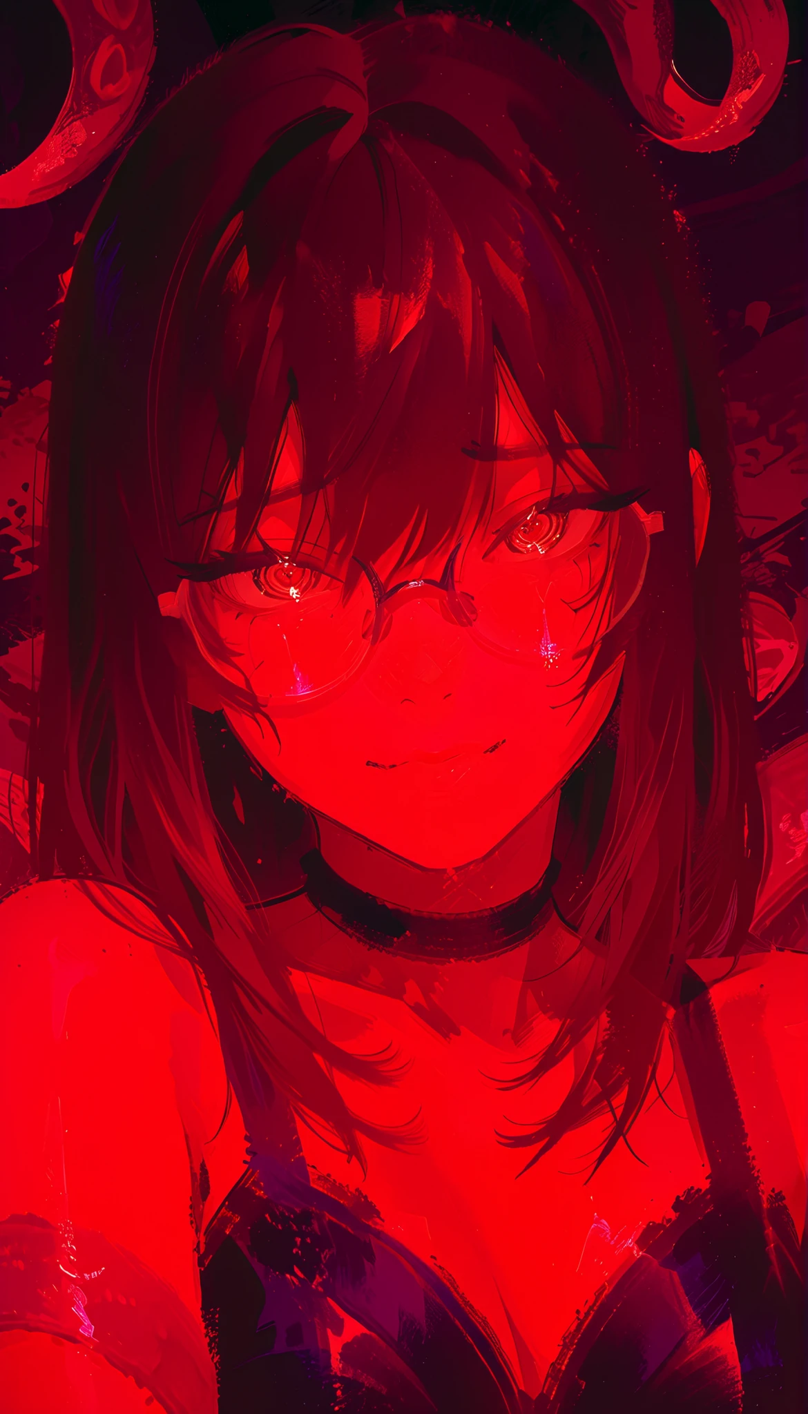 anime girl with glasses and fishnets covering her face, anime vibes, hehe, decorations, anime cover, hehe face, detailed digital anime art,  Sharp Clear Eyes , clean detailed anime art, anime style hyper detailed, dreamy psychedelic anime, inspired by Harumi Hironaka, anime style mixed with fujifilm, fine details. anime. tentacles