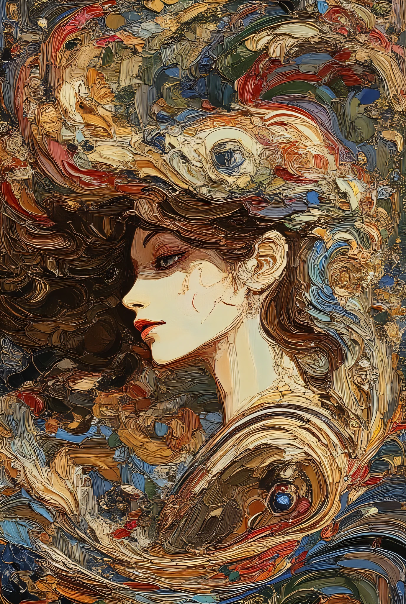 extreme esthetic, mythical style, Fusion of Art Nouveau and Impressionism, impasto style , oil, illustration, wonderful, Human anatomically correct, friendly and clear,
Profile icon of a high school girl wearing a sailor uniform. loose socks and loafers. with flowing brown curly hair depicted in three dimensions with decorative details, Make it look beautiful.
powerful and emotional impasto techniques, free and liberating brush strokes, The emphasis is on subtle gradations that give the impression of three-dimensionality, It's lively Brilliant swirling colors, , Artistic Effects, hazelnut, (palette knife, paint knife), pig hair , Innovative, Cutting edge, the subject is a bulldog, Emotional strength, Tension , Strong brushstrokes, Vivid and vivid swirling colors that overflow from the canvas, A masterpiece in praise of the great classic sailor uniform. insanely beautiful.
