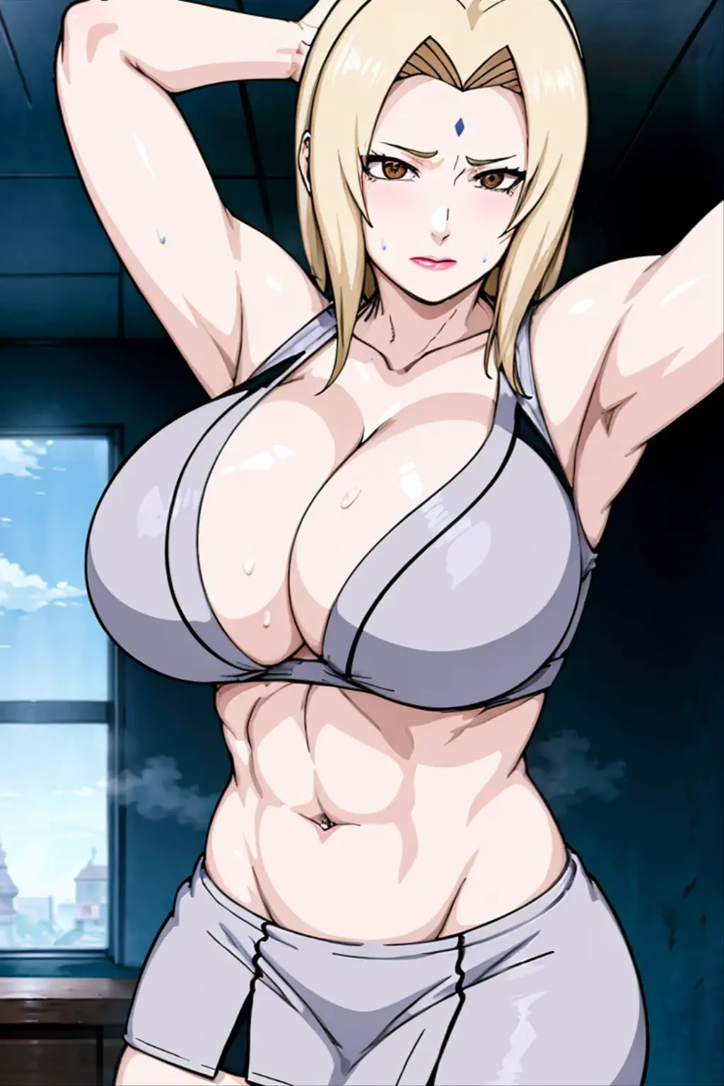 (huge ), cleavage, good , masterpiece, best quality, 4k, 8k, professional photography, soft light, sharp focus, 1 girl,  blonde hair, short blous,visible midriff ,(mountain), clouds, blonde hair, parted banks, detailed face+brown eyes, smile, closed lips, lipstick, windows,(full bodyshot), (deep navelshow :1.5),toned abs,(oval shaped deep and long navel), alluring poses,(front view photo shoot),(wears Indian blouse),(panty),Very deep navel