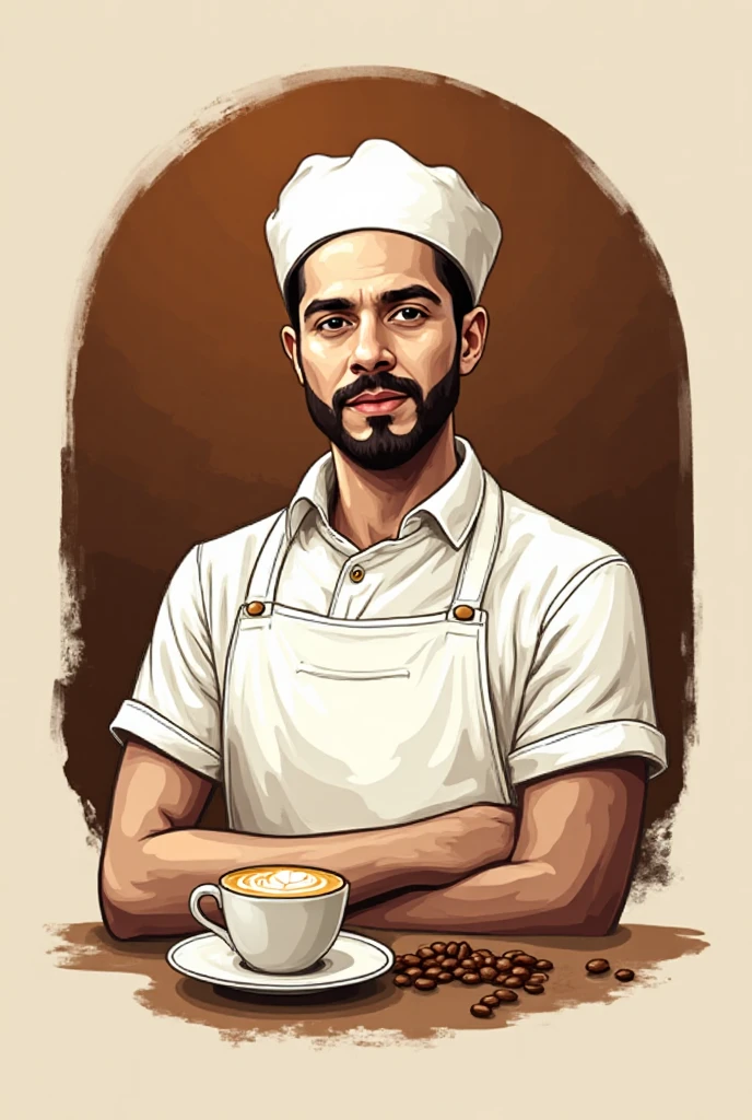 Man holding a cup of coffee with both hands and bringing it to his mouth to drink