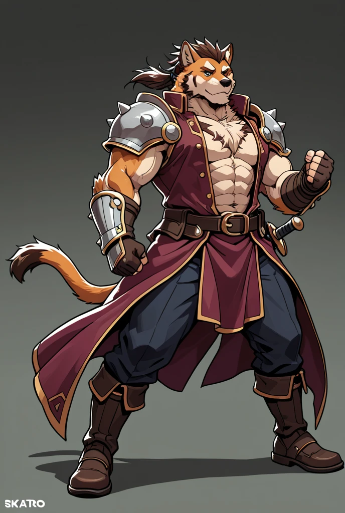 Hombre leon sexy musculoso, solo, con leggings blancos, sin playera, estando de espaldas, agachado, mostrando el trasero de frente 