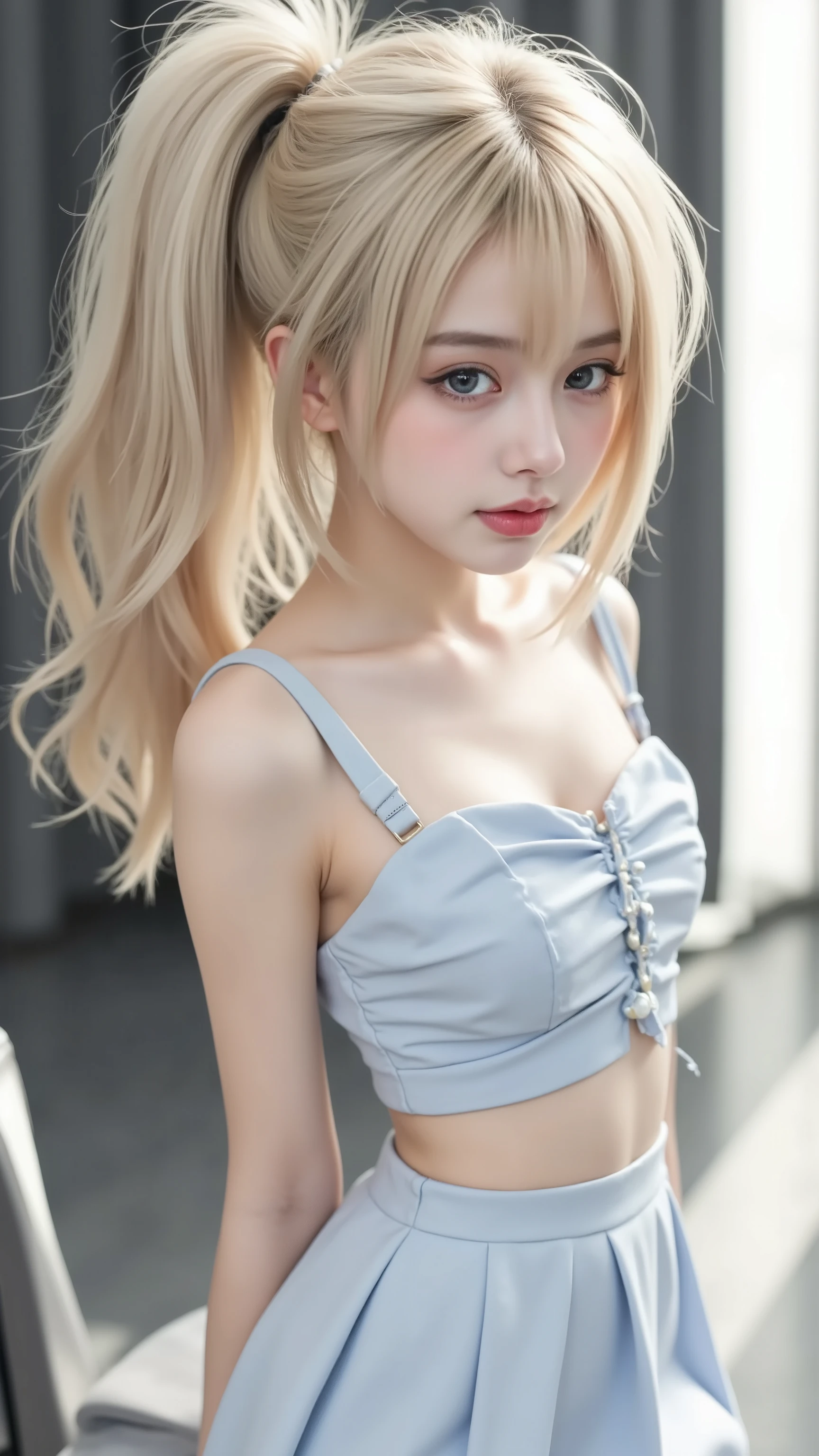 (ガール with blonde hair and blue eyes), (Loli Dress), seductive girl , Cute Girl , ((A young girl)), pretty girl , beautiful girl , attractive girl , (blonde ガール with long waved hair), cute girl wearing a nice dress, cute girl visual, (((Little Lori))), too young ガール, (Slender Body Line), tight waist, thin thighs, ((sexy)), Highest Quality, 8K, RAW pictures, ultra high definition