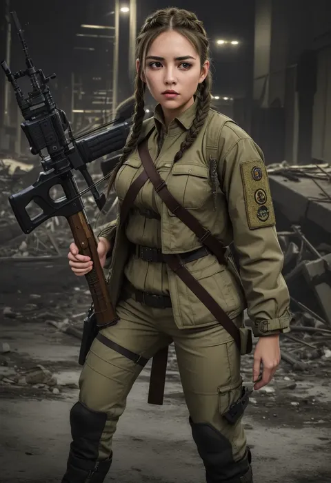 황폐한 폐허 속의 생존자