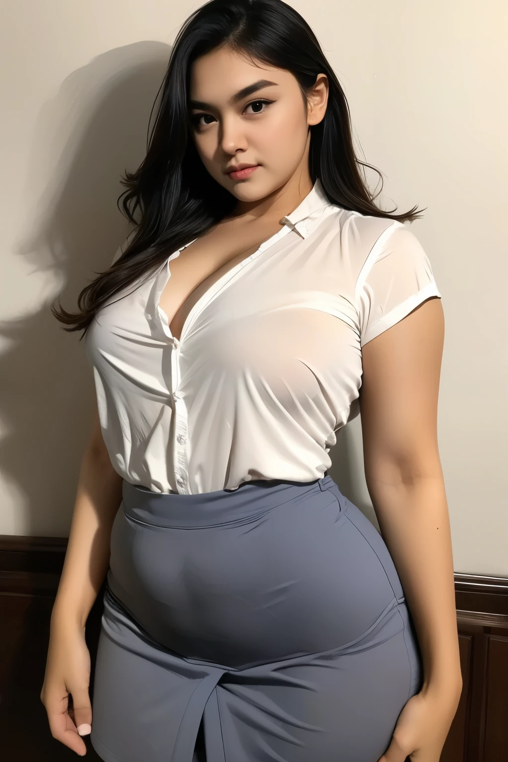 1girl, solo, sensual woman, clear lighting, (Indonesian_high_school), semi-curvy body, Classroom, pose on bed, detailed face, detailed eyes, in the middle, unparalleled beauty, looking at the camera , thick breasts, detailed skin, muscle legs, muscle arms, muscular abs, looking at the audience,wearing white shirt, wearing short skirt, (8k, RAW photo, best quality, masterpiece: 1.2), (realistic, realistic: 1.37), ultra-high resolution