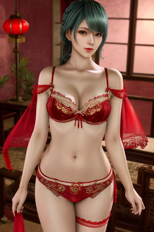 The charming style of a female model, she is wearing red  with a transparent gauze skirt. The flower pattern and tassel decoration on the skirt add feminine softness and dynamism to the overall look. The waist of the model is outlined by a red belt, and the golden decoration on the belt is the finishing touch. The gray design and the simple background make the model the focus of the picture, and people will be attracted by her at first sight., (best quality,8k,highres,masterpiece:1.2),ultra-detailed,(realistic,photorealistic,photo-realistic:1.37),studio lighting,ultra-fine painting,sharp focus,physically-based rendering,extreme detail description,professional,vivid colors