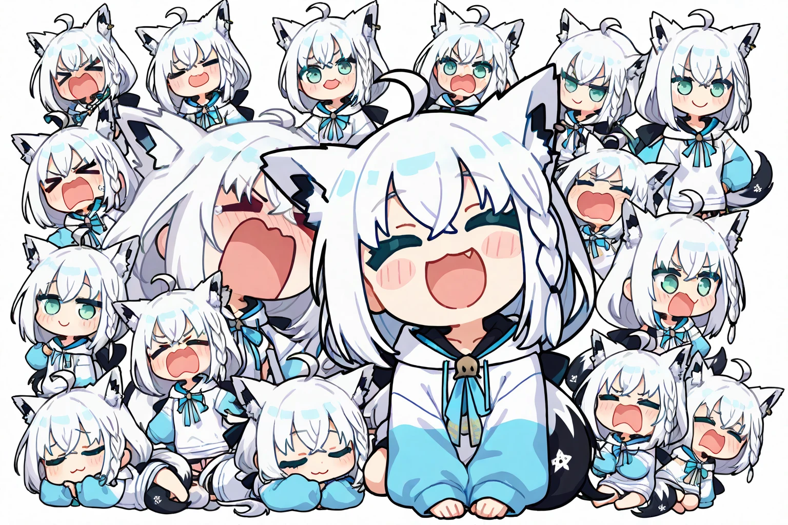 Silver Hair、Wolf ears、Short Hair、tail、Cool、boyish、Small breasts、、Being violated by multiple men、Expressionless、Cowgirl、Being creampied、Belly pote、 dripping from 、 on 、 a 、Being  on the face、、classroom、high school student、No Mosaic、Cross-section of the 