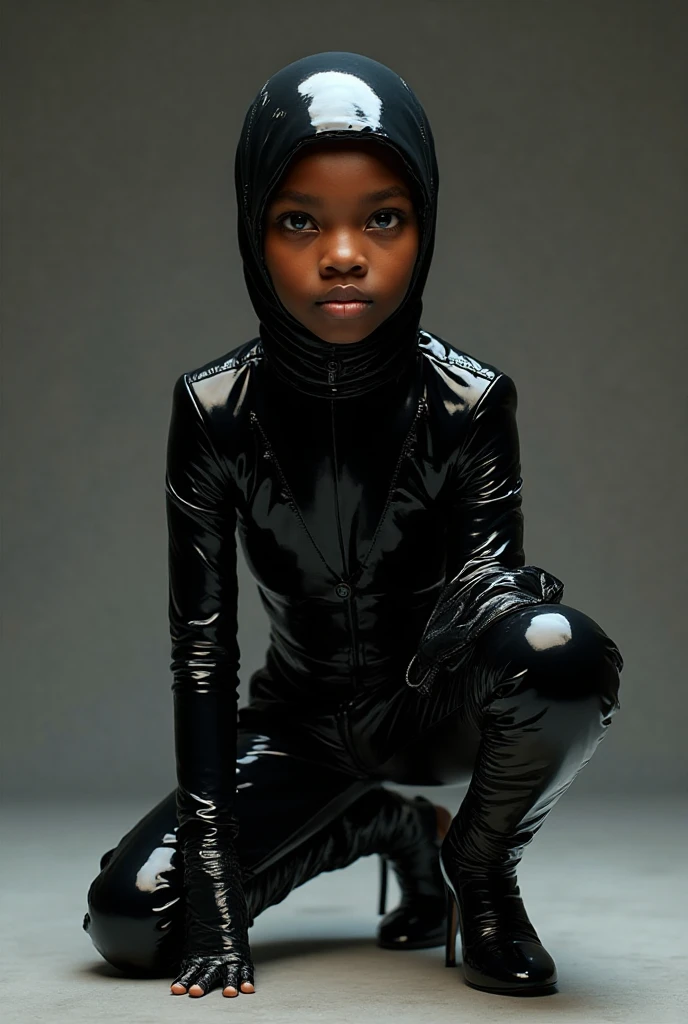 a dozen african teens in  bodysuits, fearful, surrounded by white soldiers