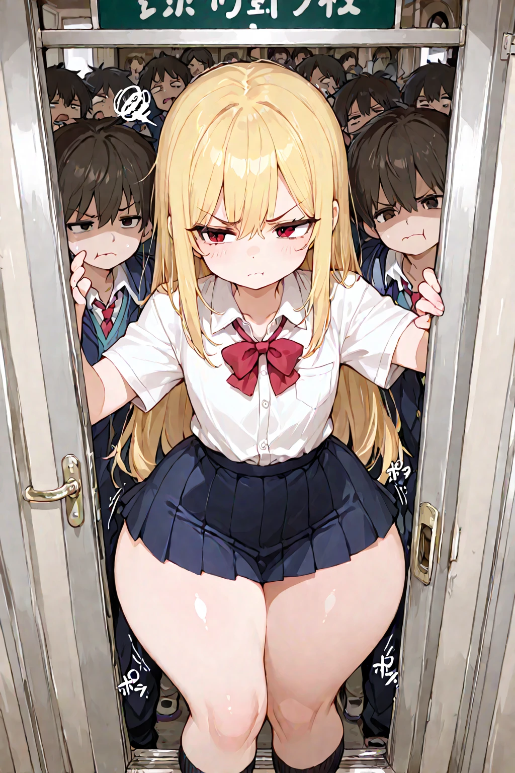 masterpiece,best quality,ultra detailed,high resolution,extremely detailed CG, (perfect hand), ???? ,wearing shoes , wide shot ,from above,1woman and 8man, (mini skirt,cardigan),(clothed),(cloth torn),????????, ?????????, ????,????, (?????? grab),(arms up),on the train,angry,((sobbing through one's tearst)),((the uncles around her are I will get a good look at her)),((????,held down limbs grab by surrounded  old mans,held down ??????? grab by surrounded  old mans,held down arms grab by surrounded  old mans, held down  ?????  grab by surrounded  old mans, ((held down ?????  grab by surrounded  old mans)))),????????? ???????????, grabbing, ???????????, hand in panties,???????????, grope,grabbing for example,hazawa tsugumi,bang dream!,brown eyes,short hair,bangs,brown hair,parted bangs,small ???????,tareme,dress shirt,