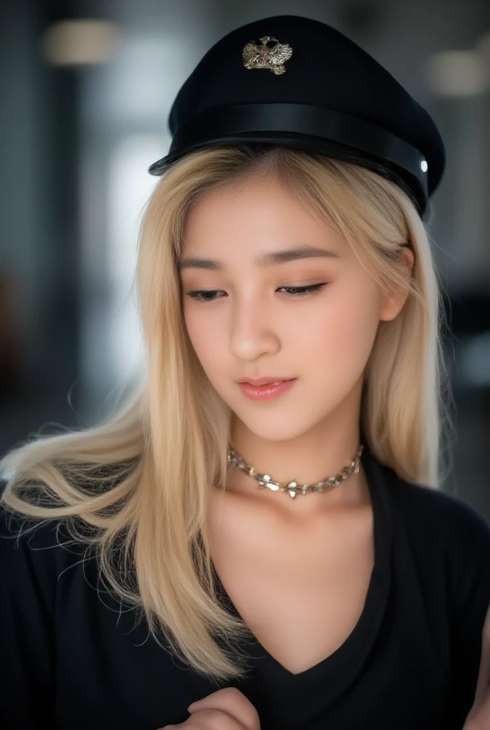 , A beautiful girl, Japanese gyaru, 19year old, blond hair, medium hair, gray eyes, (dropping eyes:1.2), (big breasts:1.6), (Great cleavage:1.3),  BREAK,
// expression,(:1.3) ,(slut:1.2),(vulgarity:1.3),(:1.1),(wet:0.8),(tears:0.7) ,(drooling:0.6),(sweat:0.8),(open mouths:1.4), wince,(:1.5),awaiting tongue,(half close eyes:1.4), cry, saliva, BREAK,
//posture, kneeling, leaning forward, (covering chest by hand:1.6), BREAK,
//fashion, white-collar shirt, Unbuttoned White-collar shirt with all buttons undone, , (  visible even on a shirt1.1), black_dog collar, BREAK,
//,
//background, daytime, Photo Shoot. A men-only photo session. Lots of men-only photographers., many crowd, BREAK,

//quality, Realistic photograph, (best quality:1.5), (hyper-realistic:1.2), (high resolution:1.5), (Cinematic Lighting:1.2), look at view, upper body shot, Composition from head to thigh, RAW photo, (4k. 8k precision image), detailed textures, sharp focus,ultra-detailed,