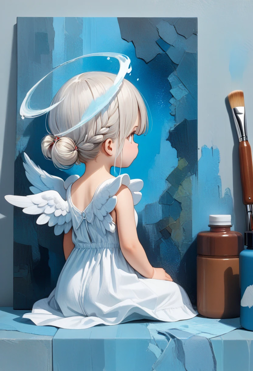 illustration: 1.3), paper art, 3D rendering of, Colorful background, （cute female child: 1.3), (Masterpiece Angel: 1.2) ), Colorful, Best quality, Detailed details, Masterpiece, offcial art, movie light effect, 4K, Chiaroscuro , Flash