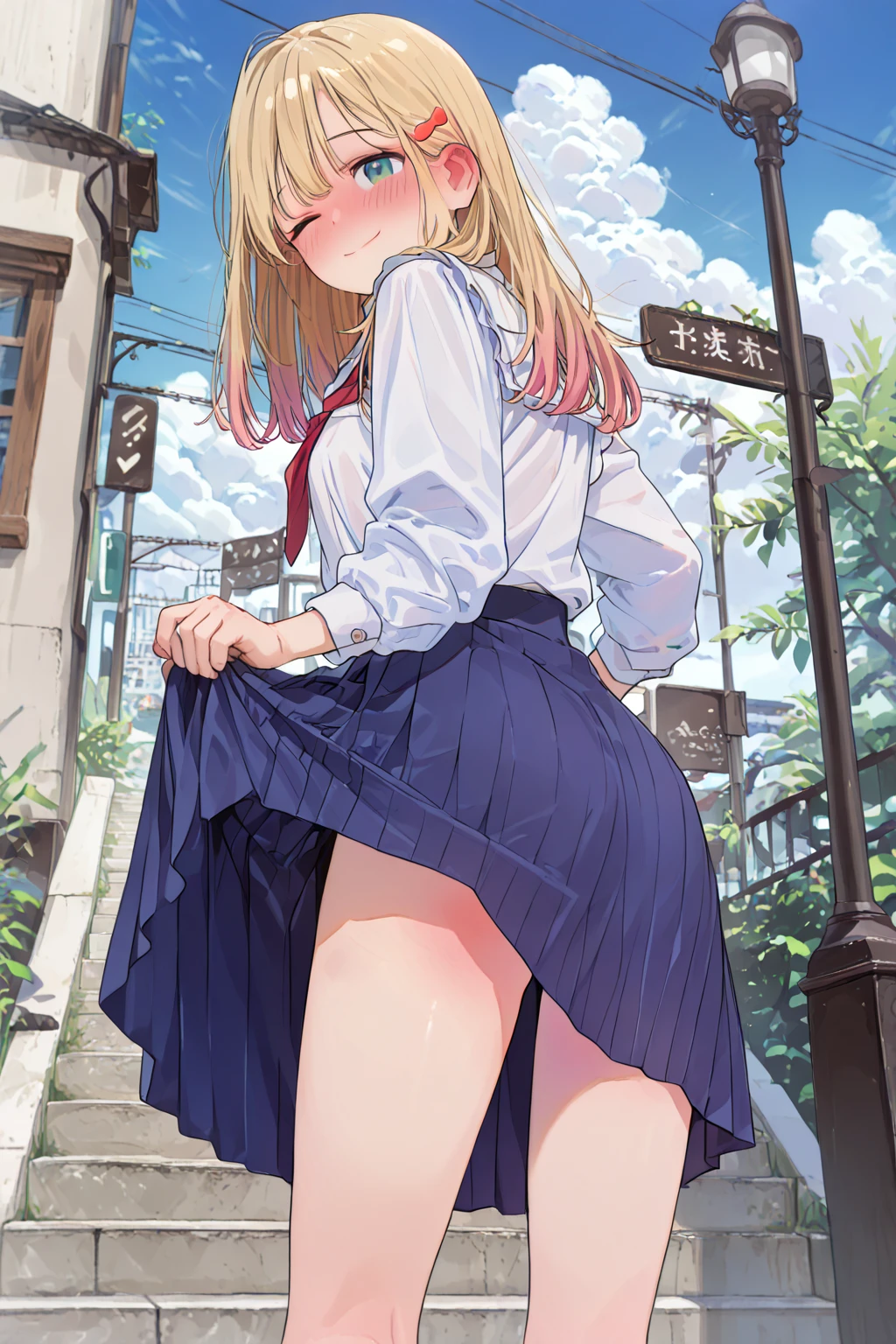 (Completely :1.75),((highest quality)), ((masterpiece)), (Familiar), A girl riding an escalator on her way to school,(Three Girls:1.6),(Women aged between 8 and 112 years)、Photo secrets、(真From belowの眺め)、Station Escalator、Everybody line up on the left,(From below:0.1),(I can see the  line:1.0),(From belowに明るい照明),(Completely :1.4),(Exploding urine:1.5)(Crouching ?、look forward to:1.3)(Very cute girl:1.8),(Smile contentedly,  face:1.),(time々Showing  :1.5),(Show everyone your beautiful and clean  girl facing forward and a girl facing backwards),(Inserting a pink :1),(Miniskirt Yukata:1.2)