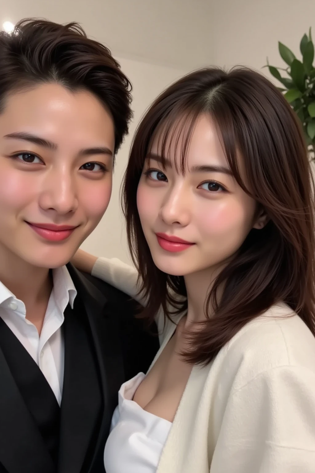 high-level image quality、Very beautiful、twinks、The upper part of the body、Height 172cm、With bangs、a smile、Gentle、Looks real