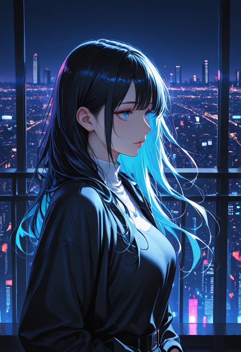 Hatsune Miku Hoodie Black City at night
